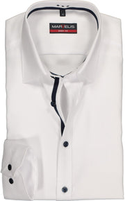 MARVELIS Body Fit overhemd - wit twill (contrast) - Strijkvriendelijk - Boordmaat: 44