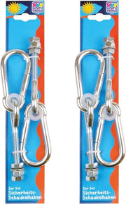 6x Schommelhaken / beveiligingshaken met schroefdraad en karabijnhaak - 20 cm - houtbevestiging - voor ophangen en bevestigen van schommels / voorwerpen - schommelhaken / karabijnhaken