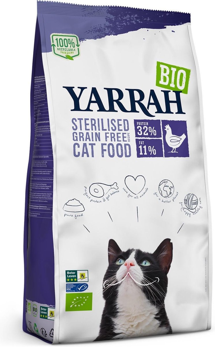 Yarrah cat sterilised grain free kattenvoer 2 kg