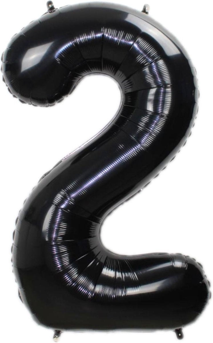 Folie Ballon Cijfer 2 Jaar Zwart 70Cm Verjaardag Folieballon Met Rietje