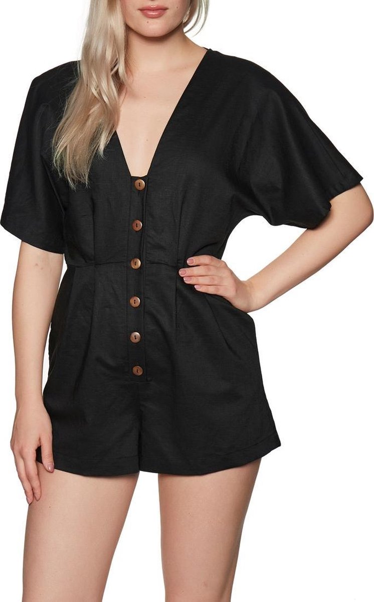 Seafolly Ocean Alley Seafolly Playsuit met knopen aan de Voorkant - Dames Zwart Strandjurk Jurk - Maat S