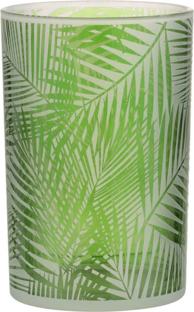 J-Line Windlicht Tropical Glas Groen Medium