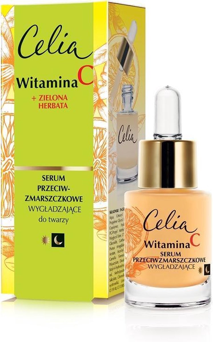 Celia - Vitamin C Smoothing And Anti-Wrinkle Face Serum For Any Type Of Complexion Green Tea 15Ml
