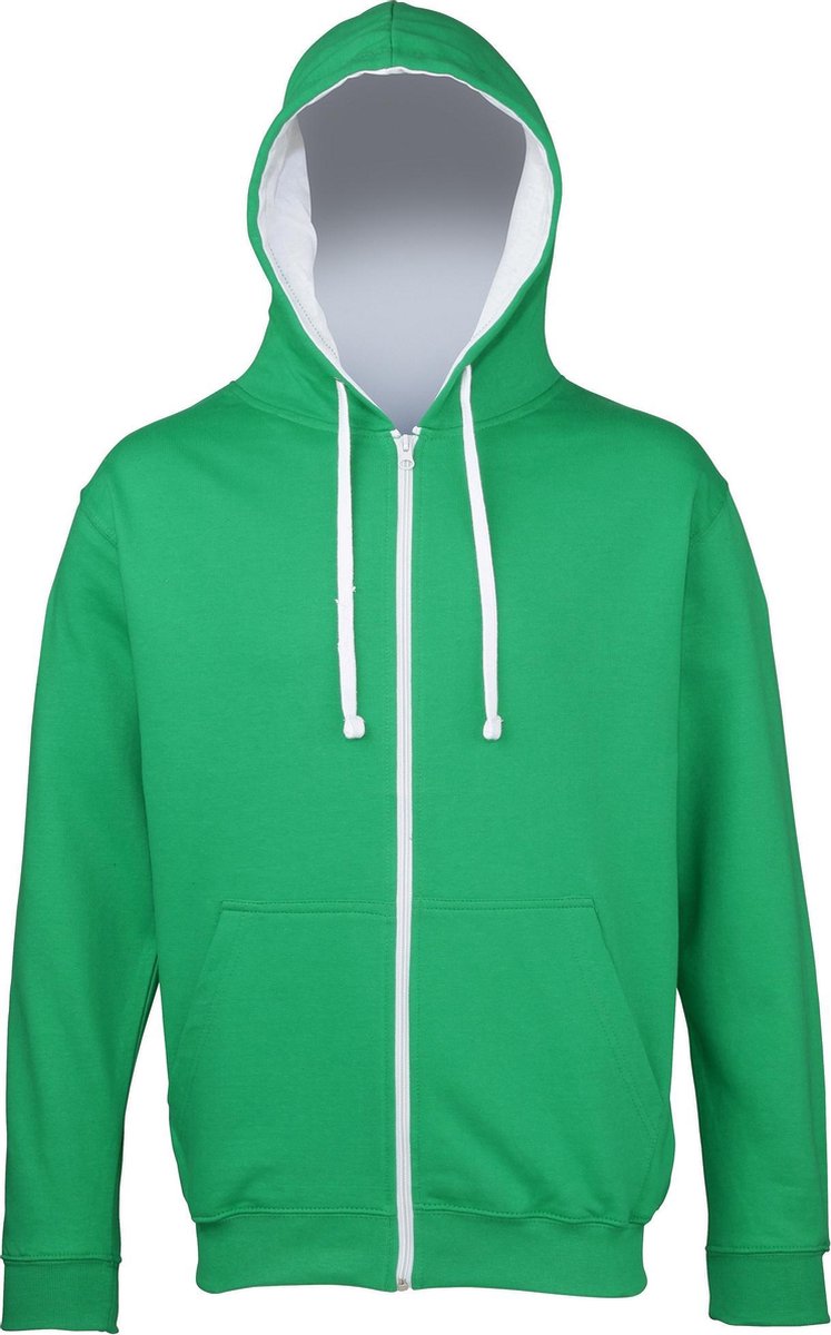 Awdis Heren Varsity Hooded Sweatshirt / Hoodie / Zoodie (Kelly Groen/Arctisch Wit)