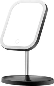 LYVION Make-up Spiegel op standaard met LED / Met 3 lichtkleuren / Make-up spiegel / Make-up standaard /  Werkt op 4 AAA-batterijen / Touch - Zwart