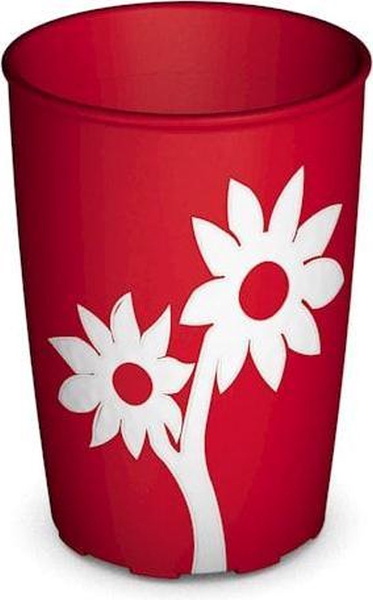 Antislip Beker Bloemen 200ml - Rood
