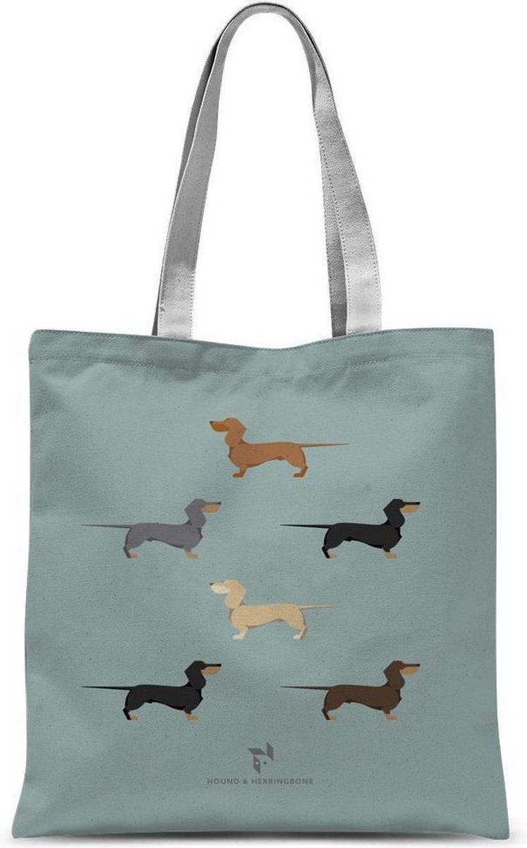 Hound & Herringbone - Teckelbende Chroma Draagtas - Dachshund Drove Chroma Tote Bag