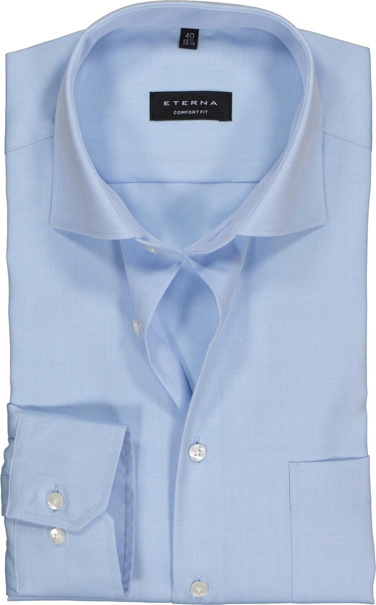 ETERNA comfort fit overhemd - niet doorschijnend twill heren overhemd - lichtblauw - Strijkvrij - Boordmaat: 49