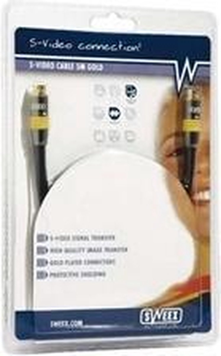 Sweex S-Video Cable 5M Gold S-videokabel Zwart