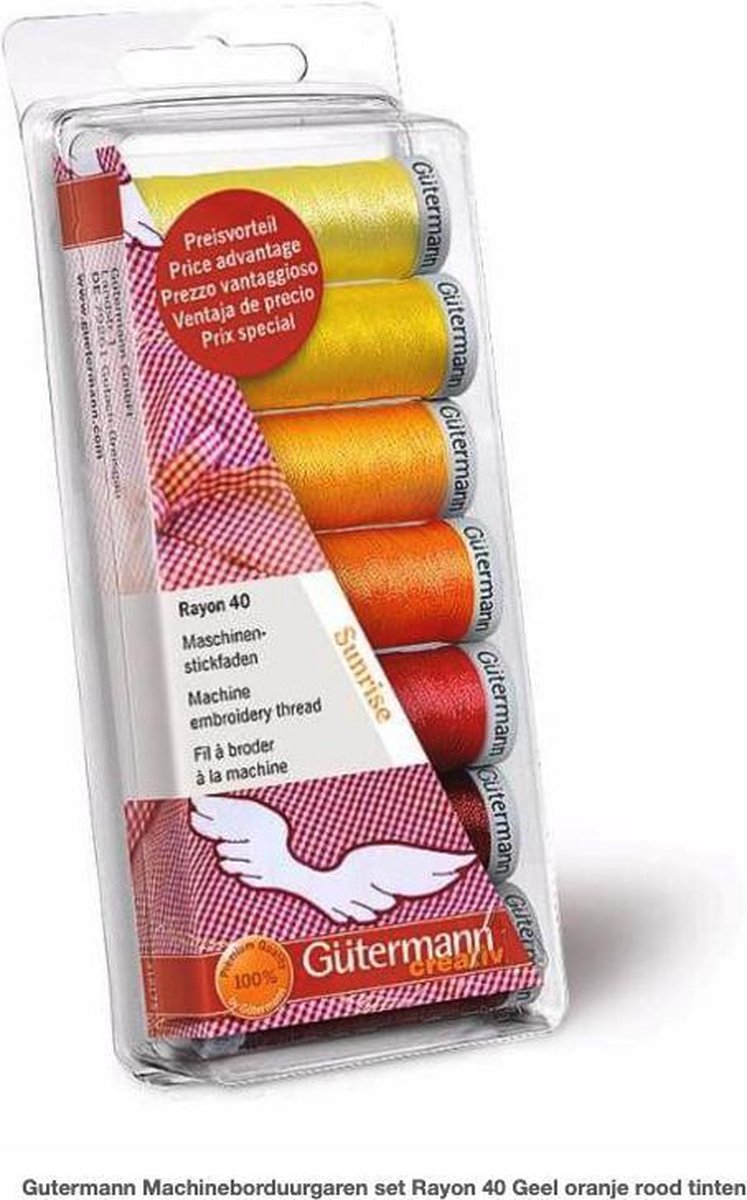Gutermann Machineborduurgaren set Rayon 40 Geel oranje rood tinten