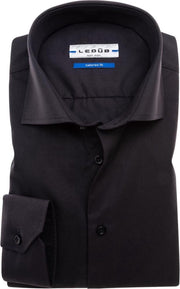 Ledeb Tailored Fit overhemd - zwart - Strijkvrij - Boordmaat: 47