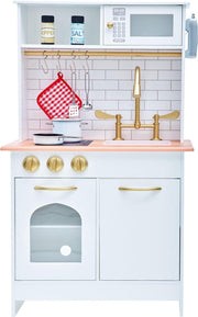 Teamson Kids Witte Houten de Moderne Speelgoedkeuken met Negen Accessoires TD-12679C