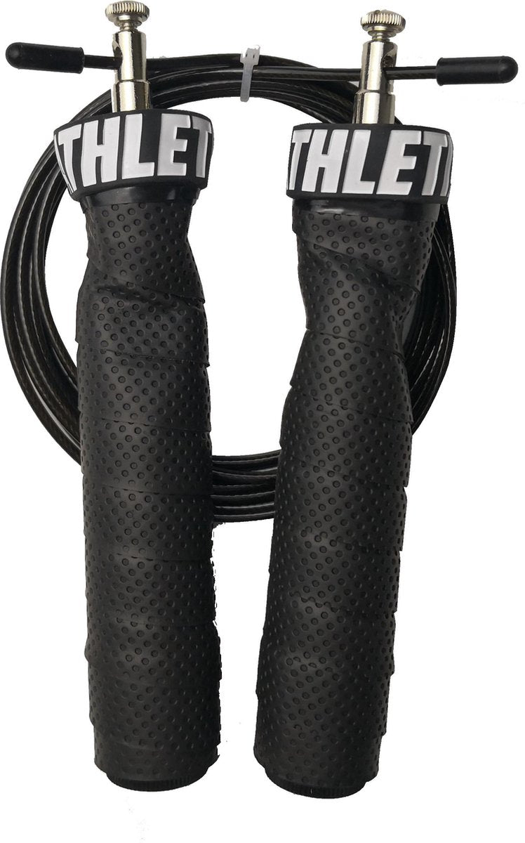ATHLETIX® Premium Springtouw met Kogellagers - met Draagtas & Extra Kabel - Speedrope - 3m - Zwart