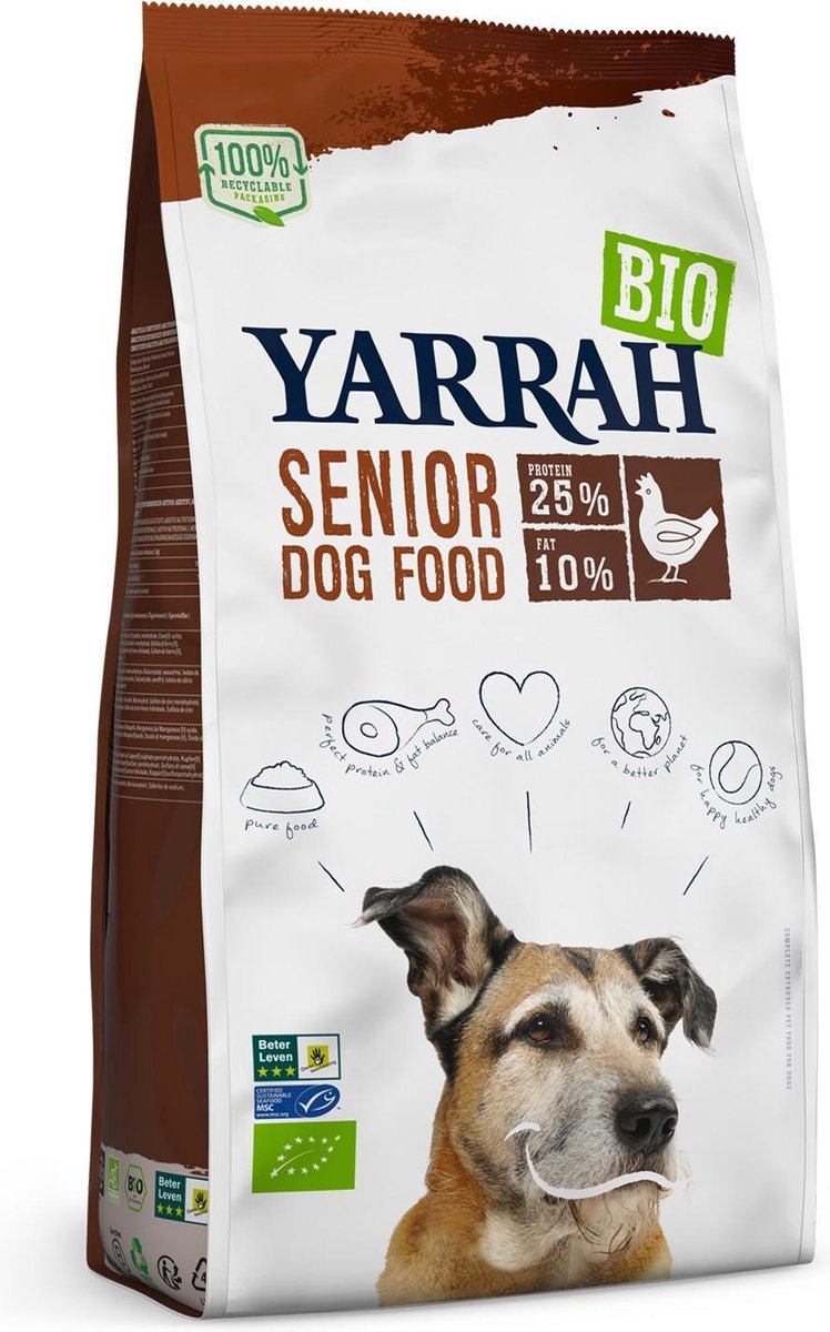 10 kg Yarrah dog biologische brokken senior hondenvoer