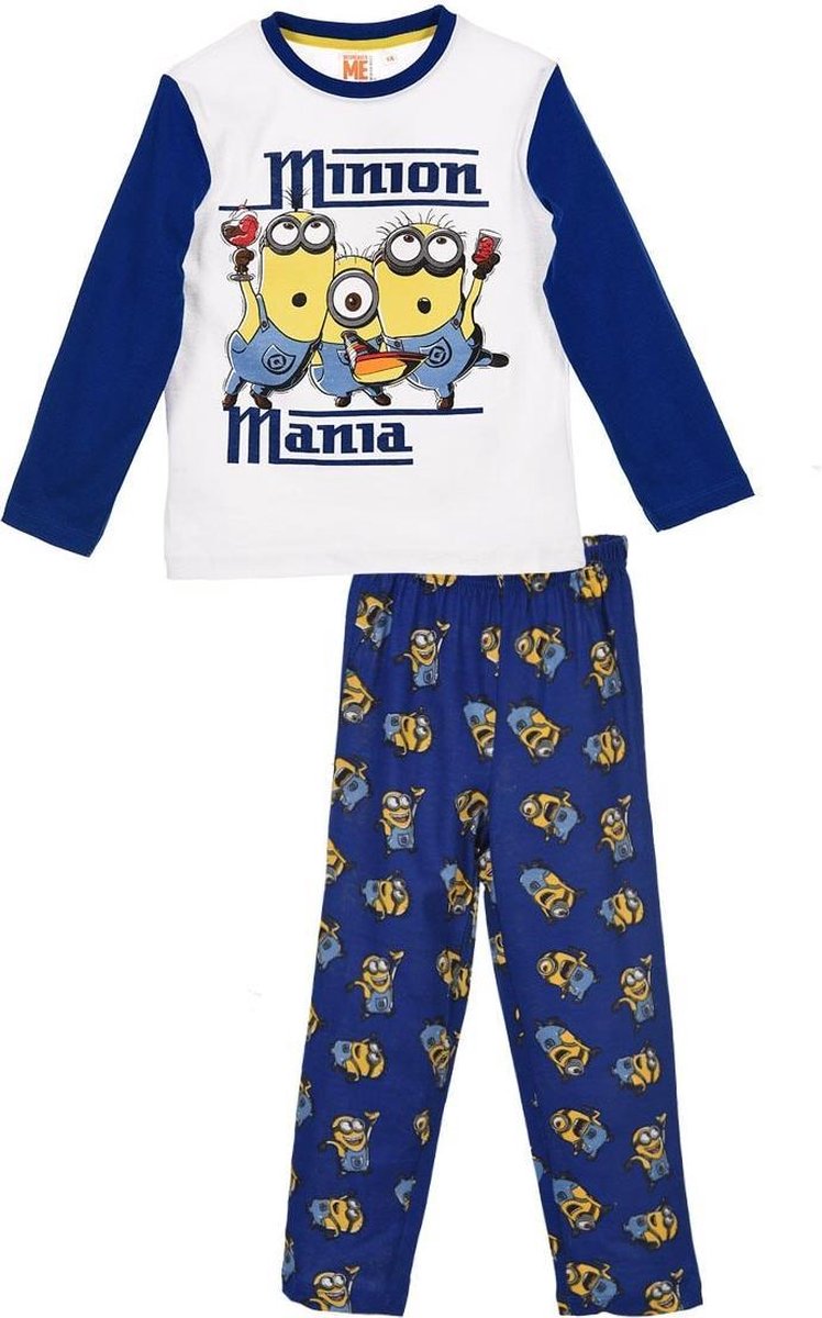 Minions - 2-delige Pyjama-set - Model "Minions Mania" - Blauw / Wit - 98 cm - 3 jaar
