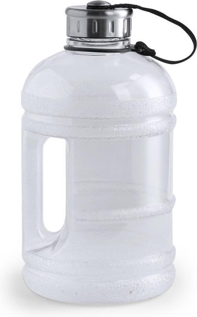 Transparante waterfles met handvat en vaste dop - 1