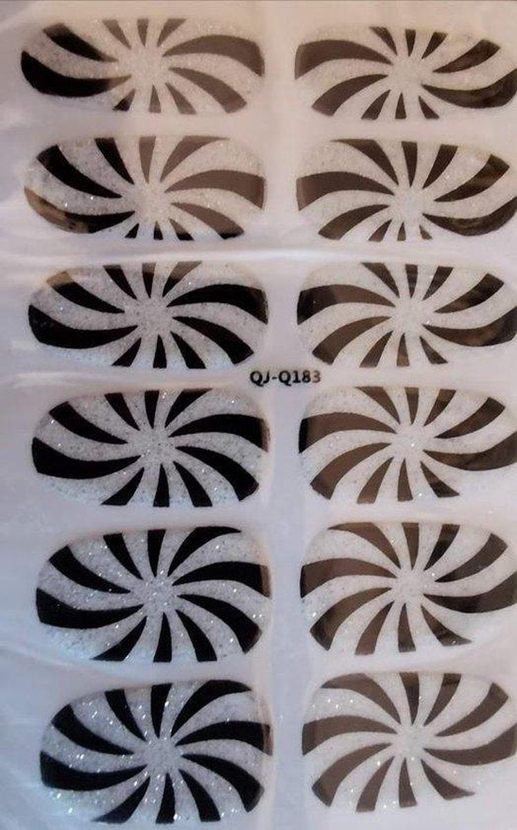 Bibbi4you Nail art stickers hypnose glitter zilver zwart