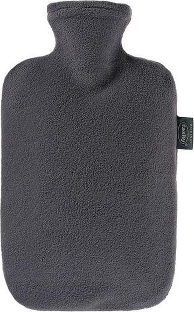 Fashy warm water kruik - Fleece hoes grijs - 2 liter