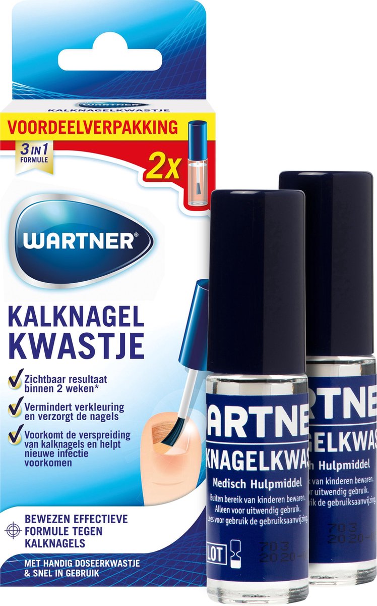 Wartner Kalknagelkwastje DUO Verpakking  - kalknagels behandelen - effectieve behandeling van kalknagels en schimmelnagels