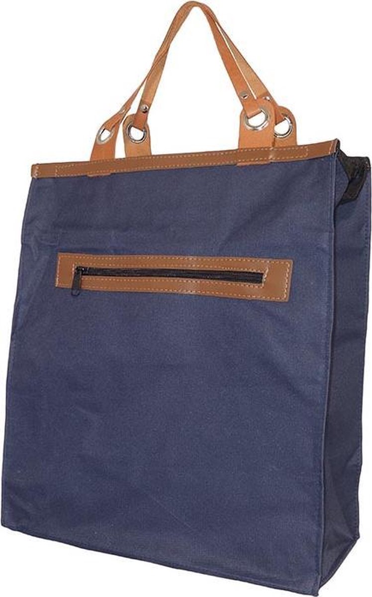 Stevige Boodschappentas met Leren Handvatten Blauw