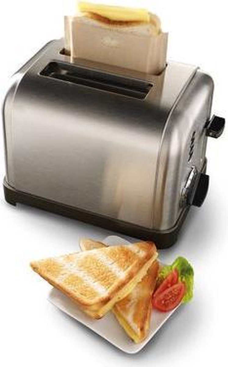 Broodroosterzak 2 stuks - Tosti's/Panini's maken - Zak voor in de Broodrooster - Bruin - 16 x 16