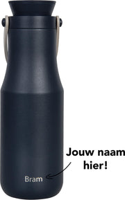 Lock&Lock RVS Thermosfles met naam | Gepersonaliseerd cadeau | Relatiegeschenk | Duurzaam – 470 ml - Blauw