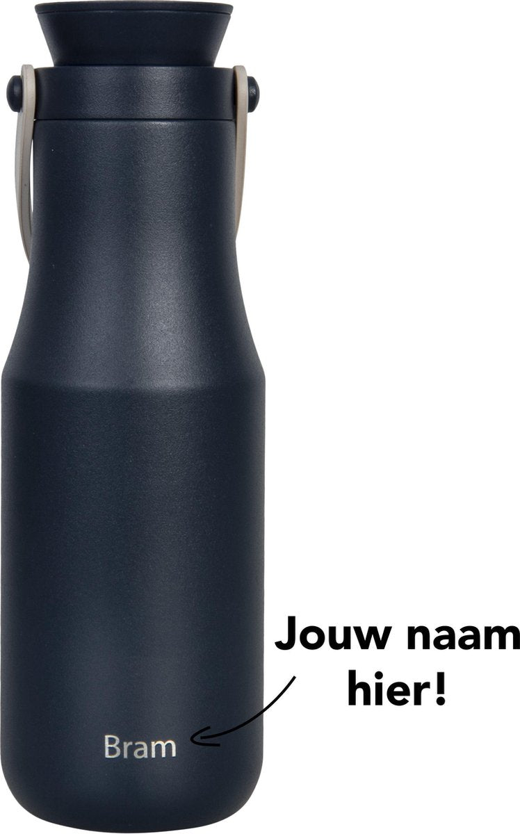 Lock&Lock RVS Thermosfles met naam | Gepersonaliseerd cadeau | Relatiegeschenk | Duurzaam – 470 ml - Blauw