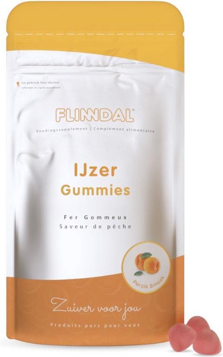 Flinndal - IJzer Gummies - 60 gummies - Voor de weerstand en het ondersteunen van de energiehuishouding - voor bij een verhoogde behoefte aan ijzer – makkelijk en lekker