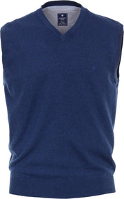 Redmond heren spencer katoen - V-hals - jeansblauw -  Maat XL