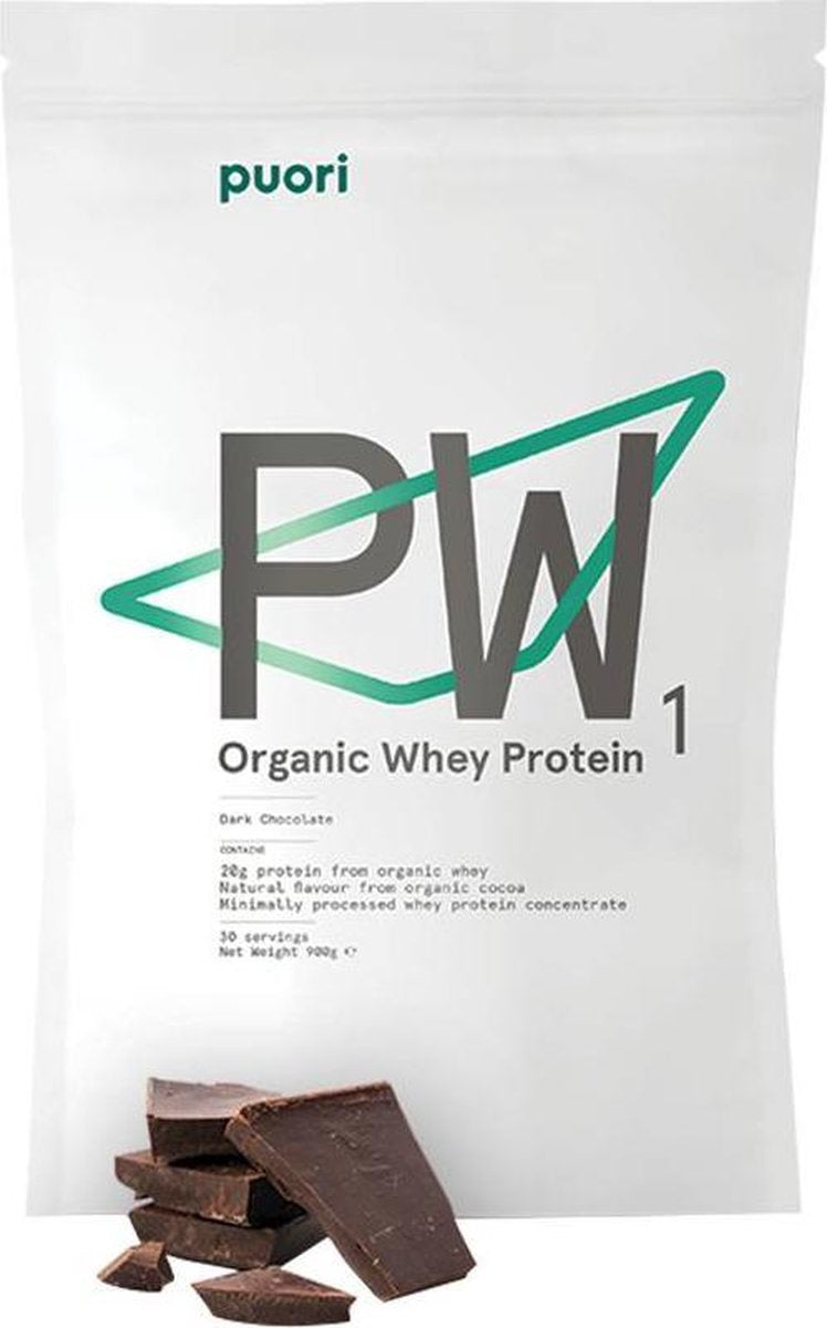 Puori Wheyproteine Poeder Pure Chocolade - Per stuk - Puori -  Biologisch gecertificeerd