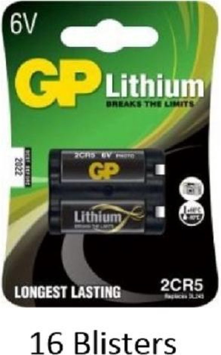 16 stuks (16 blisters a 1 stuks) GP Lithium 2CR5 6v