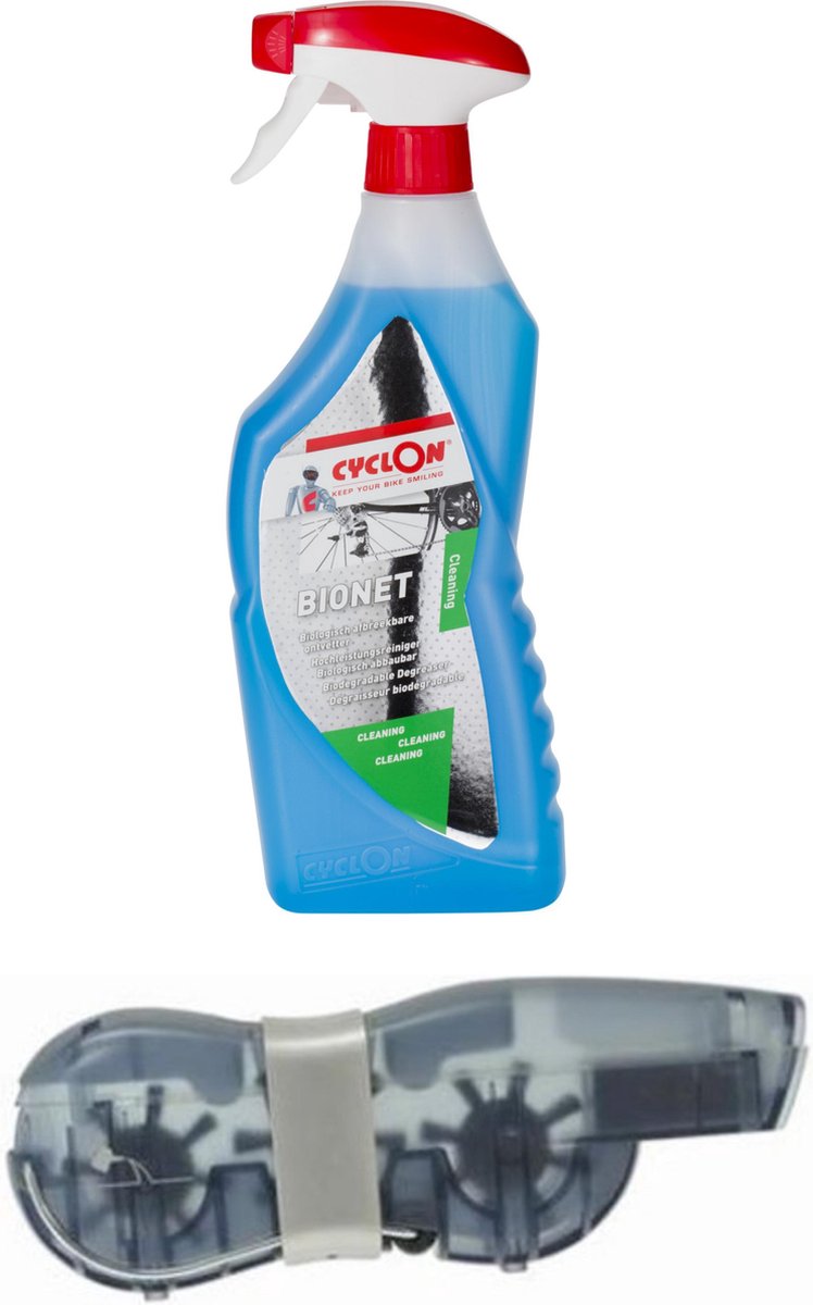 1x Olie cyclon bionet triggerspray 750ml 1x Chain cleaner deluxe + drinkbus