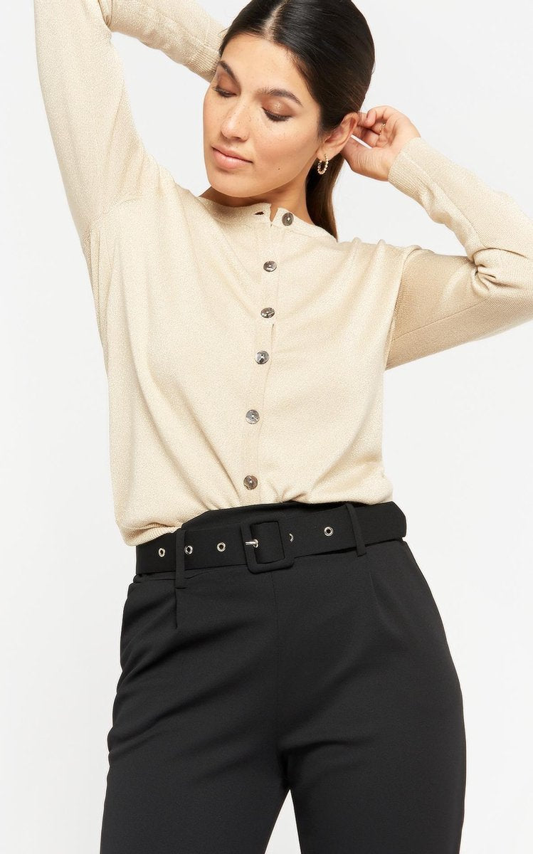 Cardigan met lurex en knopen - Beige