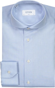Eton  Overhemd Blauw Getailleerd - Maat UK17.5-EU44 - Heren - Never out of stock Collectie - Katoen