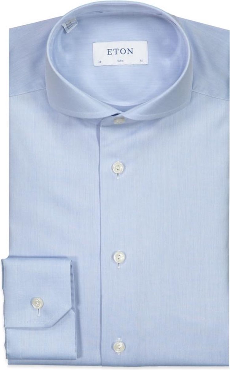 Eton  Overhemd Blauw Getailleerd - Maat UK17.5-EU44 - Heren - Never out of stock Collectie - Katoen