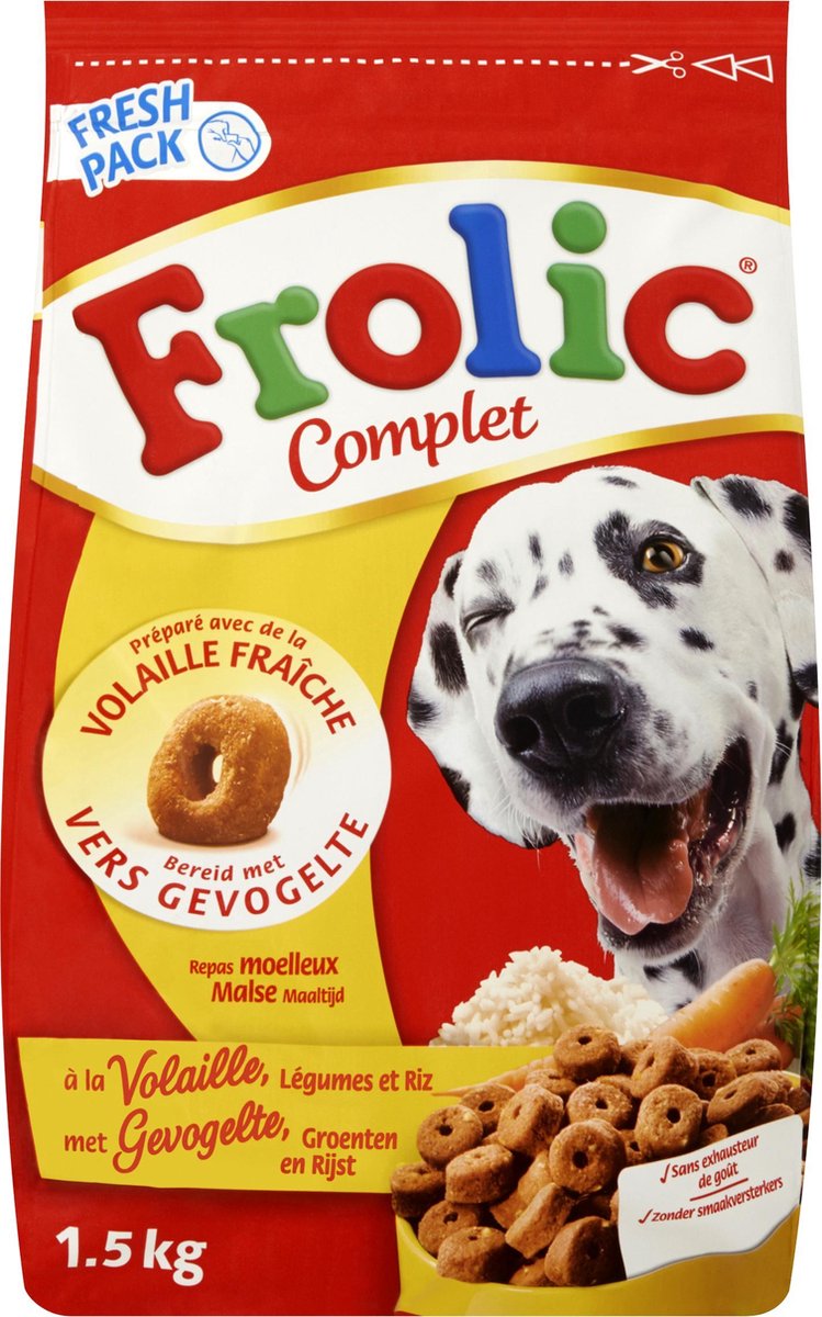 Frolic Hondenbrokken - Gevogelte - Hondenvoer - 5 zakken à 1.5kg