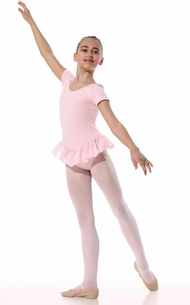 Danceries Balletpakje Laurasson Korte mouwen enkel rokje Roze Katoen - Maat 122-128