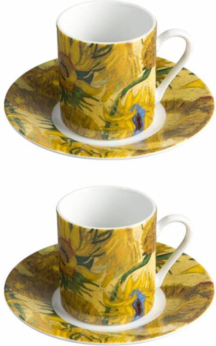 Van Gogh Museum Zonnebloemen Espresso Kop en Schotel - 2 stuks - 0.05 l
