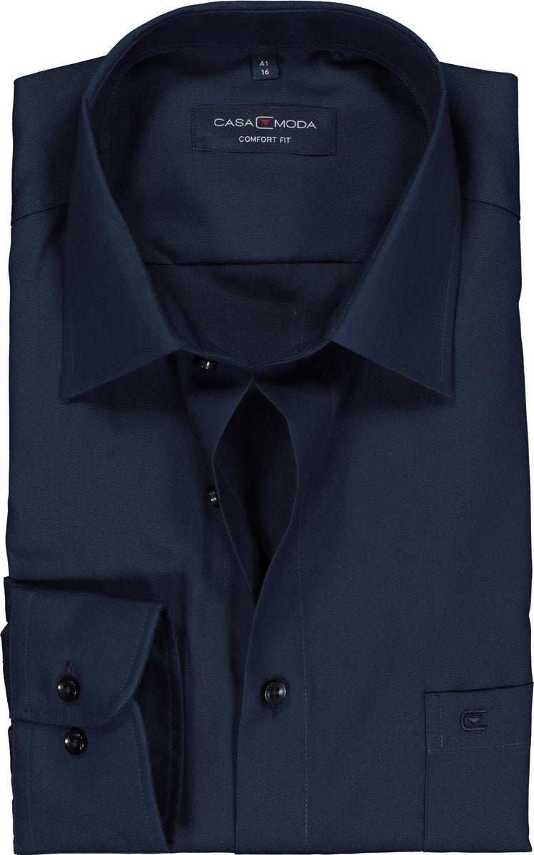 CASA MODA comfort fit overhemd - marine blauw - Strijkvrij - Boordmaat: 52