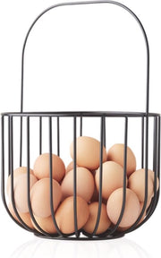 Point-Virgule - Wire - Fruitmand met handvat - Metaal - zwart ø 23 cm H 32 cm