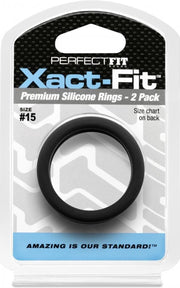 #15 Xact-Fit Cockring 2-Pack - Black - Cock Rings