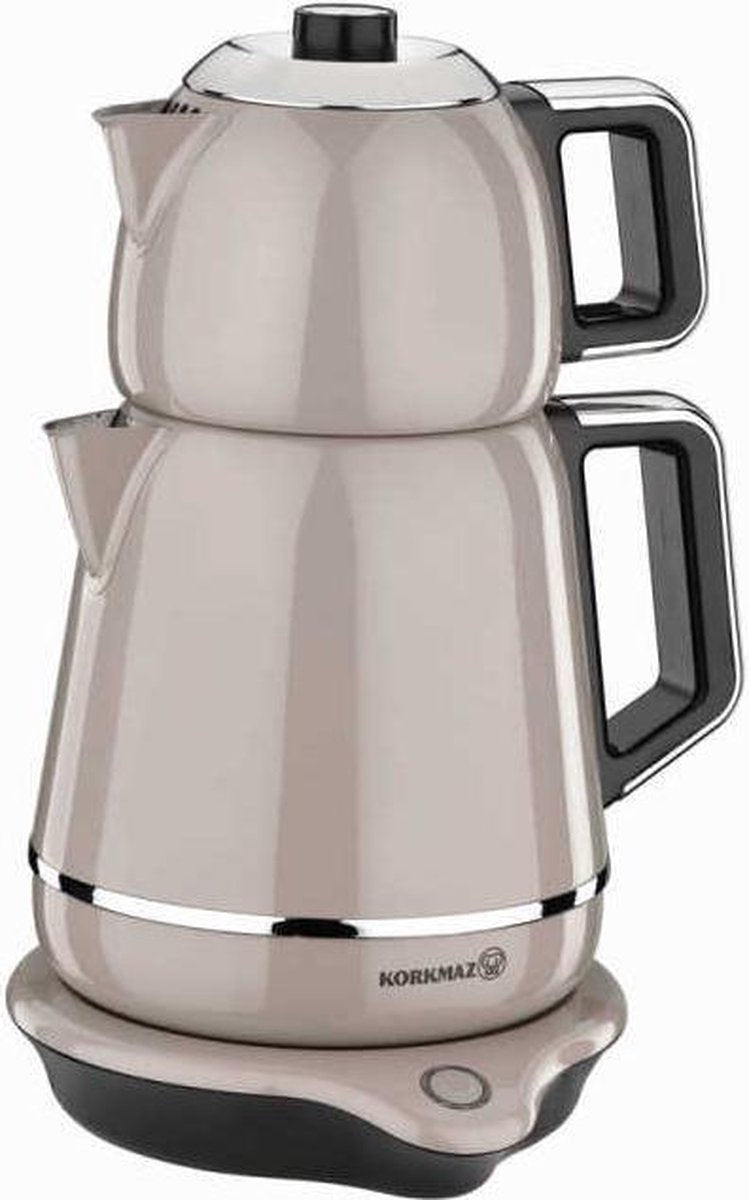 Korkmaz - Demiks elektrische Turkse theepot 1.7 Liter - Crème