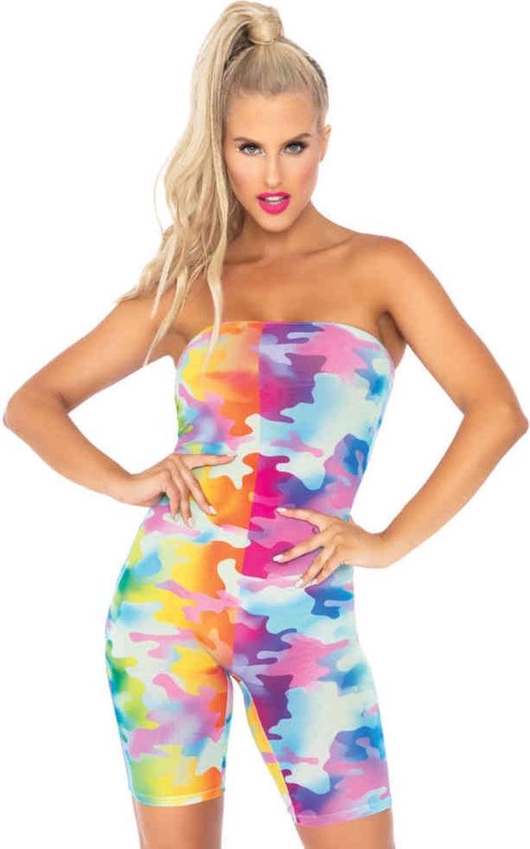Leg Avenue Jumpsuit -S/M- Rainbow Camo Regenboog