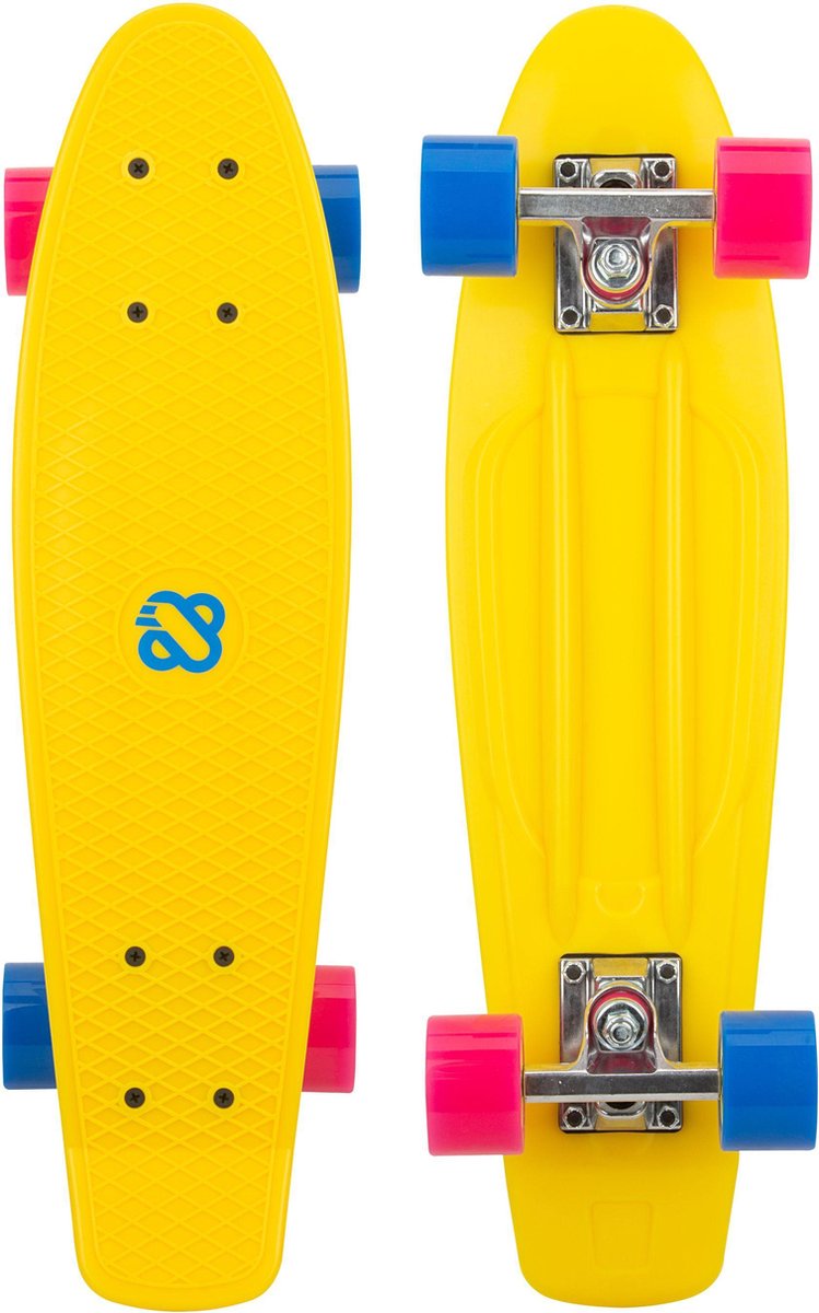 Nijdam FlipGrip Skateboard - Boulevard Trickster - Geel/Blauw/Fuchsia