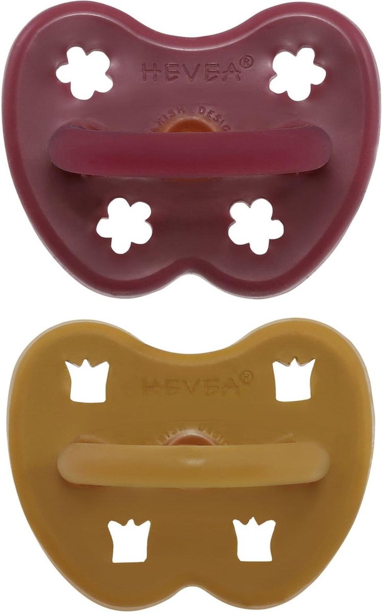 HEVEA speen 2 stuks | rond 3-36 mnd | 100% natuurrubber | Elves red + tumeric
