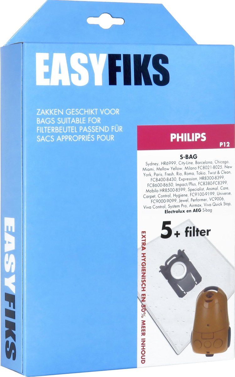 Easyfiks- Stofzuigerzakken - Geschikt voor Philips Performer Active
