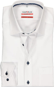 MARVELIS Modern Fit overhemd - wit structuur (contrast) - Strijkvrij - Boordmaat: 40