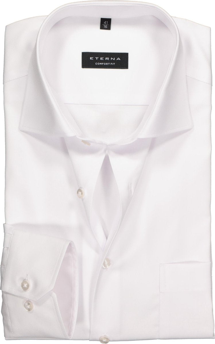 ETERNA comfort fit overhemd - mouwlengte 7 - niet doorschijnend twill heren overhemd - wit - Strijkvrij - Boordmaat: 47