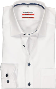 MARVELIS Modern Fit overhemd - wit structuur (contrast) - Strijkvrij - Boordmaat: 38