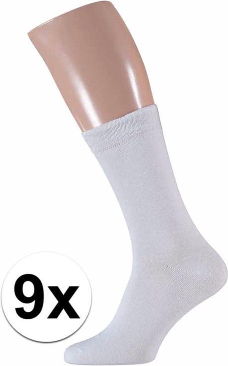 Witte heren sokken 9 paar maat 40/46